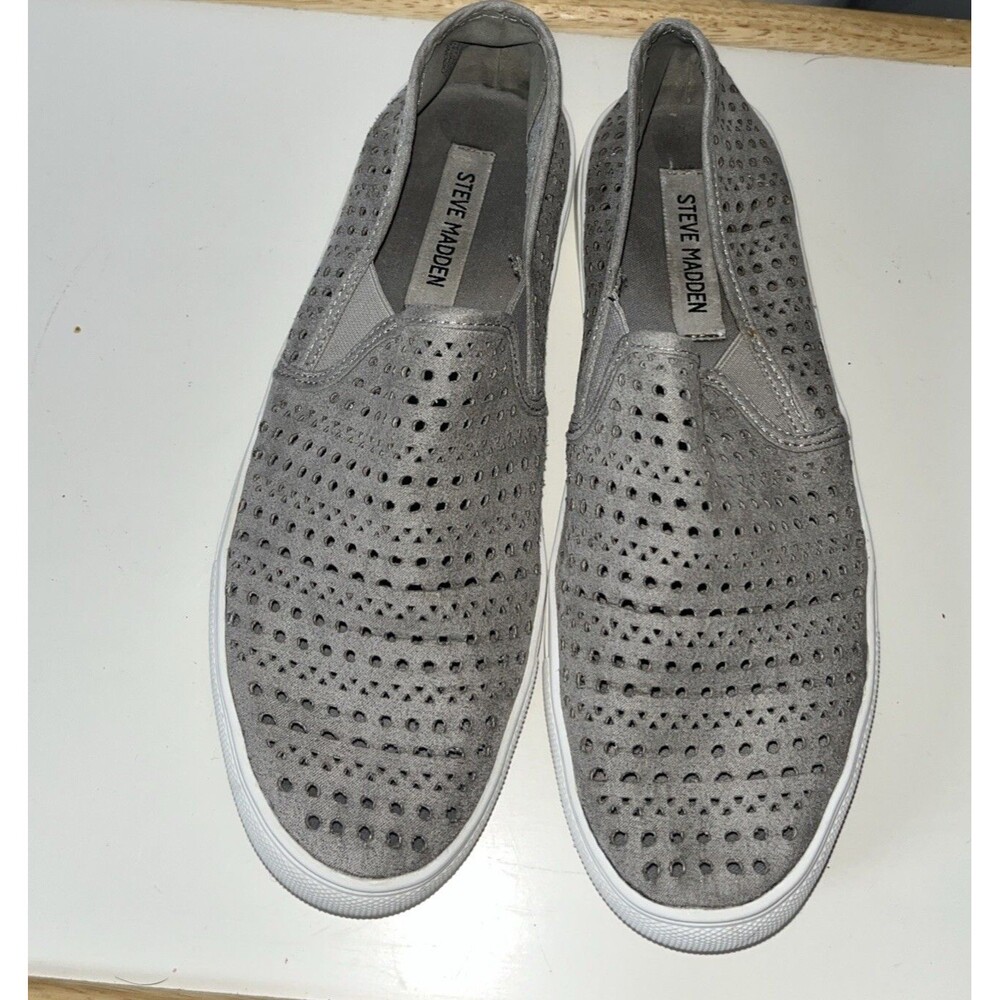 Steve Madden Odanna Lattice Cut 8.5 Woman Gray Casual Slip One Woman Sneakers